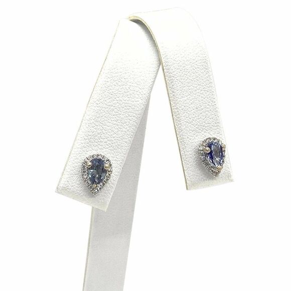 Diamond Sapphire Earrings 18k Gold Stud .60 CTW Certified $2,295 921738 - Picture 7 of 9